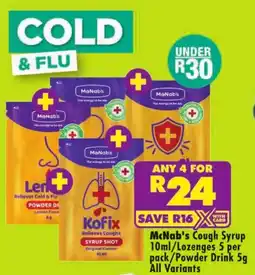 Shoprite McNab's Cough Syrup/ Lozenges/ Powder Drink All Variants offer
