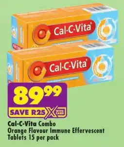 Shoprite Cal-C-Vita Combo Orange Flavour Immune Effervescent Tablets offer