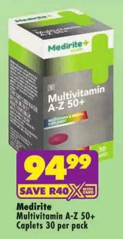 Shoprite Medirite Multivitamin A-Z 50+ Caplets offer