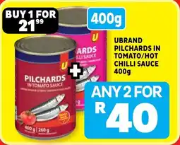 Usave Ubrand pilchards in tomato/ hot chilli sauce offer
