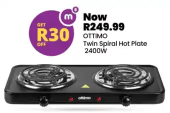 Shoprite Ottimo Twin Spiral Hot Plate 2400W offer