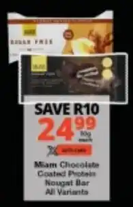 Checkers Miam Chocolate Coated Protein Nougat Bar All Variants offer