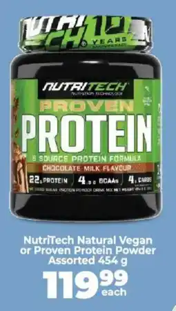 Food Lover's Market NutriTech Natural Vegan or Proven Protein Powder Assorted offer