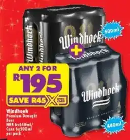 Shoprite Liquor Windhoek Premium Draught Beer NRB/ Cans offer