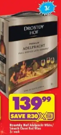 Shoprite Liquor Drostdy Hof Adelpracht White/ Smooth Claret Red Wine offer