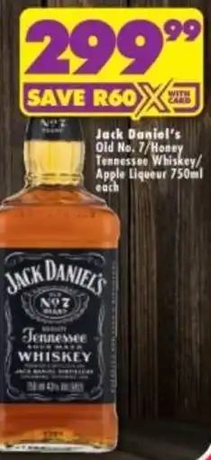 Shoprite Liquor Jack Daniel's Old No. 7/ Honey Tennessee Whiskey/ Apple Liqueur offer