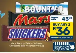 Pick n Pay Mars, Bounty, Twix or Snickers Chocolate Bars Assorted offer