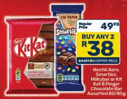 Pick n Pay Nestlé Aero, Smarties, Milkybar or Kit Kat 8 Finger Chocolate Bar Assorted offer