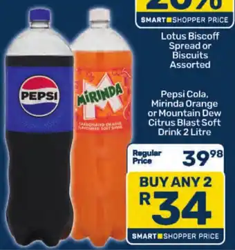 Pick n Pay Pepsi Cola, Mirinda Orange or Mountain Dew Citrus Blast Soft Drink offer