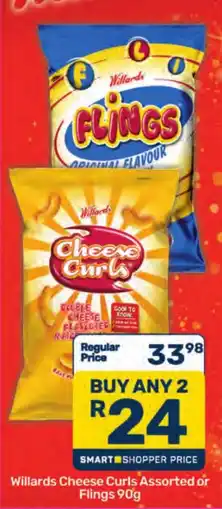 Pick n Pay Willards Cheese Curls Assorted or Flings offer