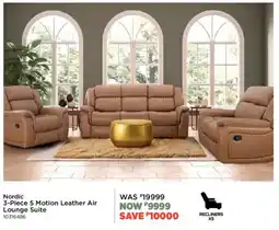 House & Home Nordic 5 Motion Leather Air Lounge Suite offer