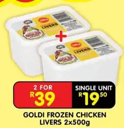 Shoprite GOLDI FROZEN CHICKEN LIVERS 2x500g offer