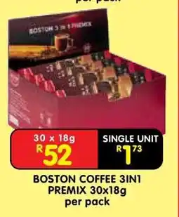 Shoprite BOSTON COFFEE 3IN1 PREMIX 30x18g offer