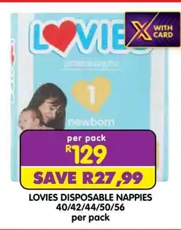 Shoprite LOVIES DISPOSABLE NAPPIES offer
