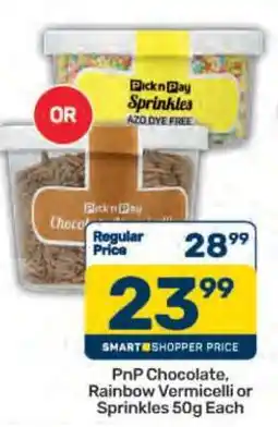 Pick n Pay PnP Chocolate, Rainbow Vermicelli or Sprinkles 50g Each offer