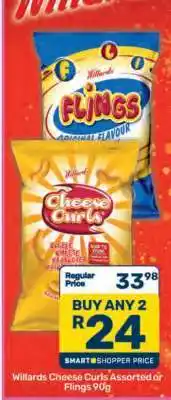 Pick n Pay Willards Cheese Curls Assorted or Flings 90g offer