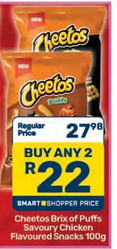 Pick n Pay Cheetos Brix of Puffs Savoury Chicken Flavoured Snacks 100g offer