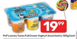 Pick n Pay PnP Looney Tunes Full Cream Yoghurt Assorted 6 x 100g Each offer