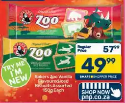 Pick n Pay Bakers Zoo Vanilla Flavoured Iced Biscuits Assorted 150g Each offer