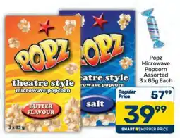 Pick n Pay Popz Microwave Popcorn Assorted 3 x 85g Each offer