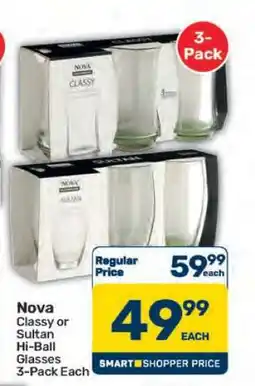 Pick n Pay Hypermarket Nova Classy or Sultan Hi-Ball Glasses 3-Pack offer