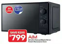 Pick n Pay Hypermarket AIM 20 Litre Manual Black Mirror Finish Microwave Oven offer