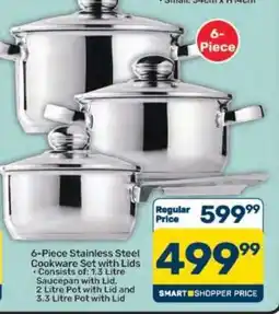 Pick n Pay Hypermarket 6-Piece Stainless Steel Cookware Set with Lids offer