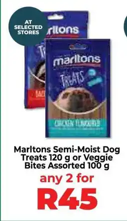 Food Lover's Market Marltons Semi-Moist Dog Treats 120 g or Veggie Bites Assorted 100 g offer