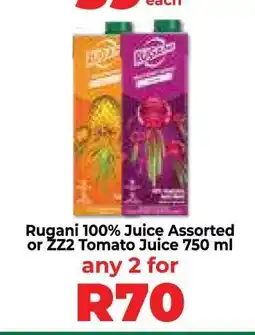 Food Lover's Market Rugani 100% Juice Assorted or ZZ2 Tomato Juice 750 ml offer