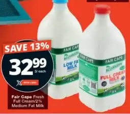 Checkers Fair Cape Fresh Full Cream/ 2% Medium Fat Milk offer