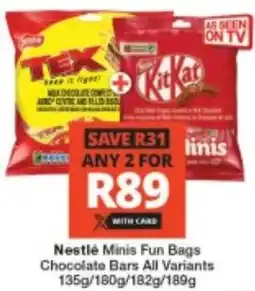 Checkers Nestlé Minis Fun Bags Chocolate Bars All Variants offer