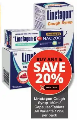 Checkers Linctagon Cough Syrup/ Capsules/ Tablets All Variants offer