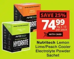 Checkers Nutritech Lemon Lime/ Peach Cooler Electrolyte Powder Sachet offer