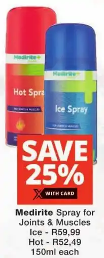 Checkers Medirite Spray for Joints & Muscles Ice offer