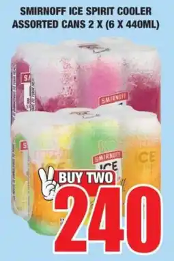 Boxer Smirnoff ice spirit cooler assorted cans offer