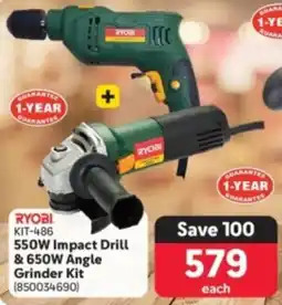 Makro Ryobi 550W Impact Drill & 650W Angle Grinder Kit offer