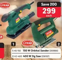 Makro Ryobi 150W Orbital Sander or 400W Jig Saw offer