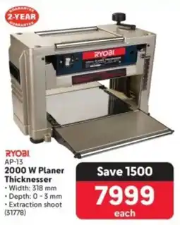 Makro Ryobi 2000 W Planer Thicknesser offer