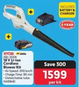 Makro Ryobi 18 V Li-ion Cordless Blower Kit offer