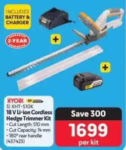 Makro Ryobi 18 V Li-ion Cordless Hedge Trimmer Kit offer