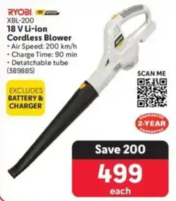Makro Ryobi 18 V Li-ion Cordless Blower offer