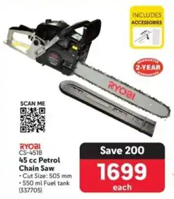 Makro Ryobi 45 cc Petrol Chain Saw offer