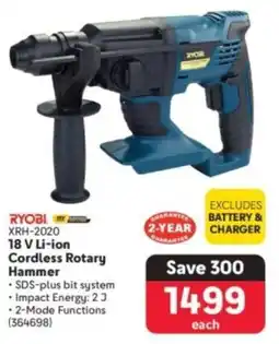 Makro Ryobi 18 V Li-ion Cordless Rotary Hammer offer