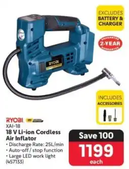 Makro Ryobi 18 V Li-ion Cordless Air Inflator offer
