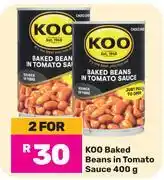 Game Koo Baked Beans In Tomato Sauce-For 2 x 400g offer