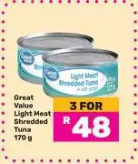 Game Great Value Light Meat Shredded Tuna-For 3 x 170g offer