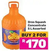 Game Oros Squash Concentrate Assorted-For 2 x 5Ltr offer