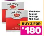 Game Five Roses Tagless Teabags-For 3 x 102's Pack offer