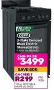Game Defy 3 Plate Compact Black Electric Stove DSS553 836632 offer
