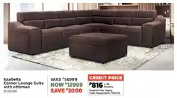 House & Home Issabella Corner Lounge Suite with ottoman offer